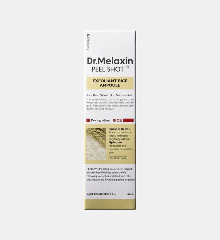 Dr. Melaxin Peel Shot Exfoliating White Rice Ampoule, Packshot View Dr. Melaxin Peel Shot Exfoliating White Rice Ampoule, Packshot View
