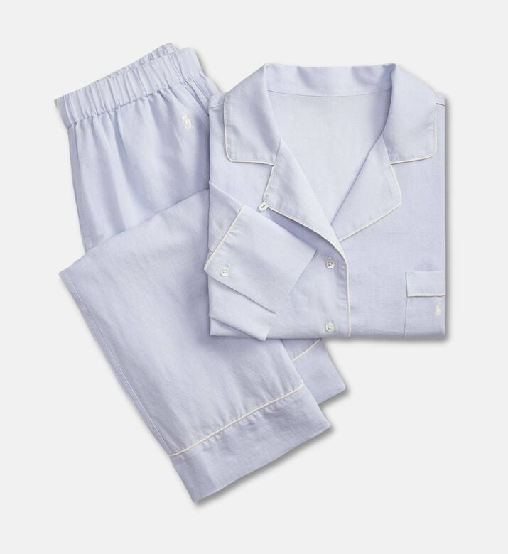 Polo by Ralph Lauren Linen Cotton Long-sleeve Pajama Set, Light-blue, S, Packshot View
