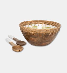 Home Deco and More Cane-woven 2-piece Border Printed Bowl Set, Packshot View