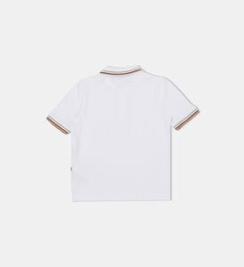 Striped Ribbed Cuffs Short-sleeve Polo Shirt