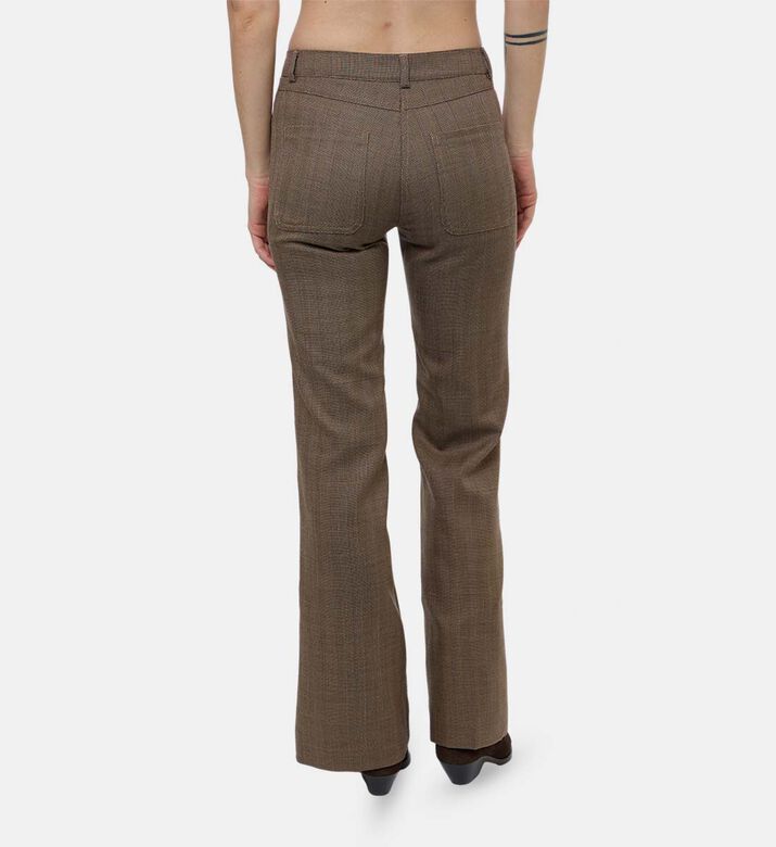 The Kooples Checkered Flared Knit Trousers, Model View