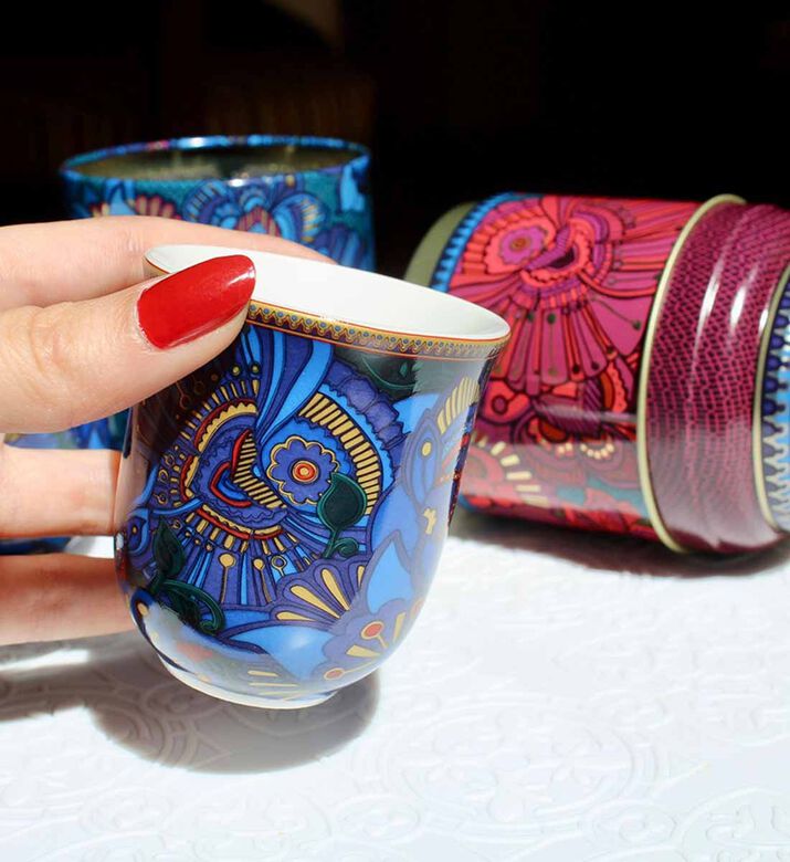 طقم علب صفيح 2 فناجين قهوة من كشمير طقم علب صفيح 2 فناجين قهوة من كشمير