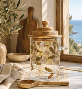 Home Deco and More Leaf-print Top Lid Jar, Brown, S, Packshot View