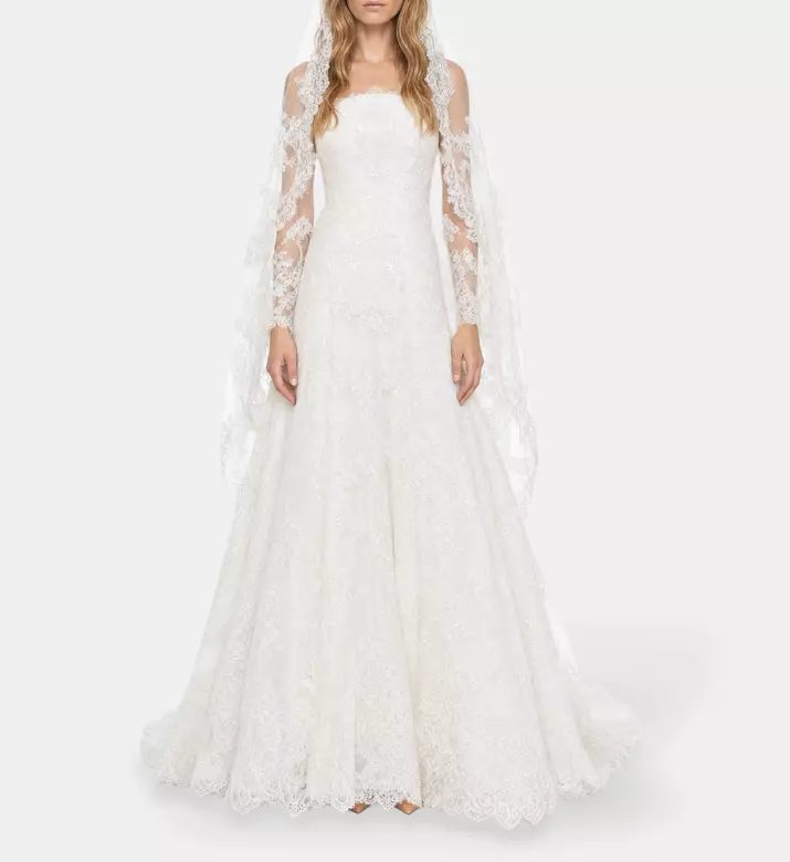 L Atelier Du Luxe Beaded Chantilly Strapless Gown, Model View