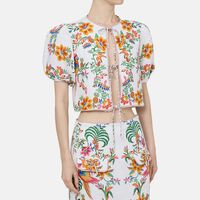 Delicate Forest Scarves Puff Sleeve Blouse