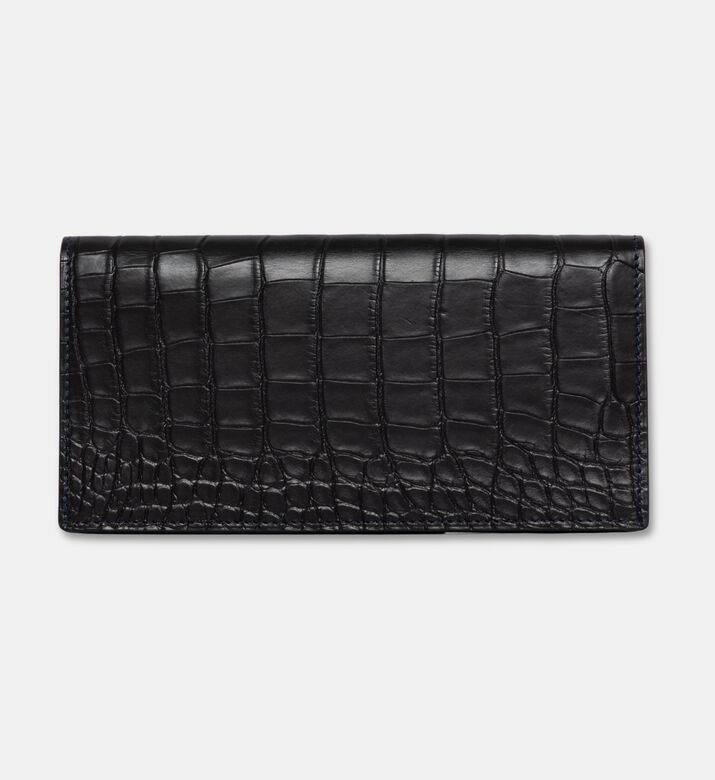 Camille Fournet Matte Alligator Wallet, Navy, Packshot View