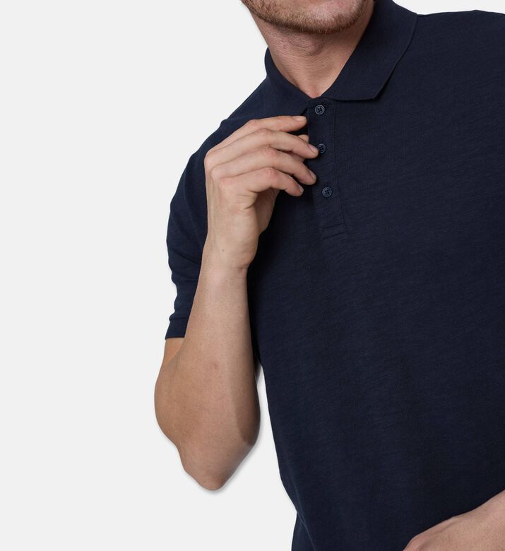 Vince Button Placket Short-sleeve Polo, Blue, M, Model View