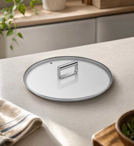 Smeg Tempered Glass Stainless Steel Rim Lid, Transparent, 29.5-cm, Model View