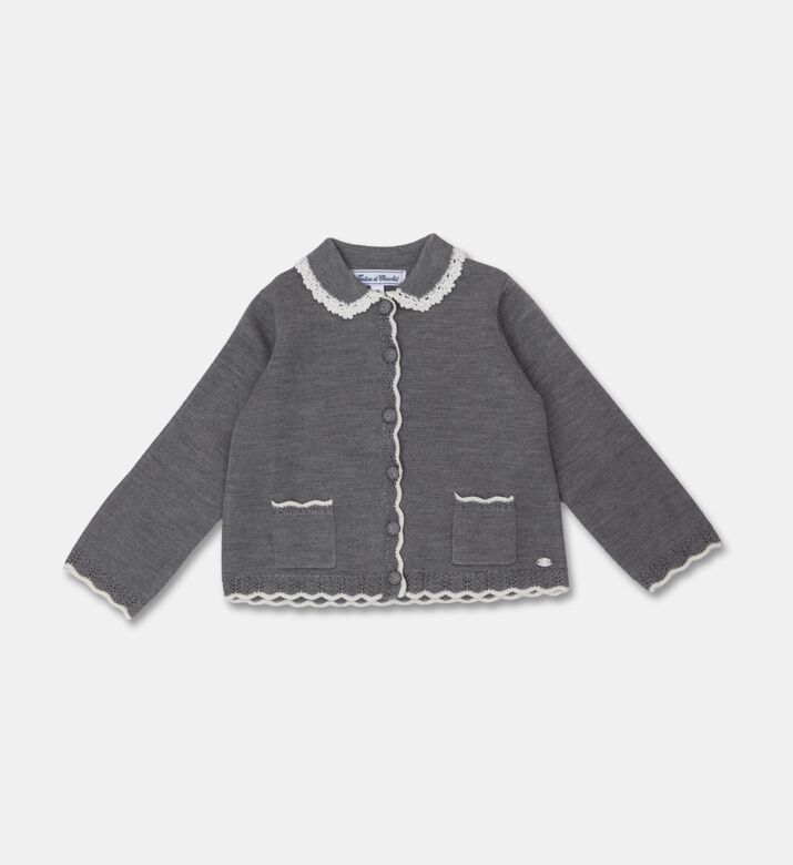 Tartine et Chocolat Lace Trim Long-sleeve Knit Cardigan, Packshot View