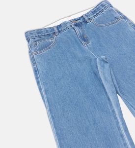 Button Closure Wide-leg Denim Pants