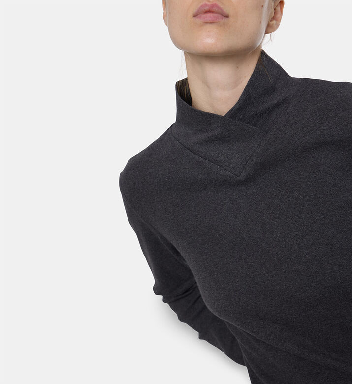 Ba and Sh High Folded Turtleneck Ribbed Sweater, Model View