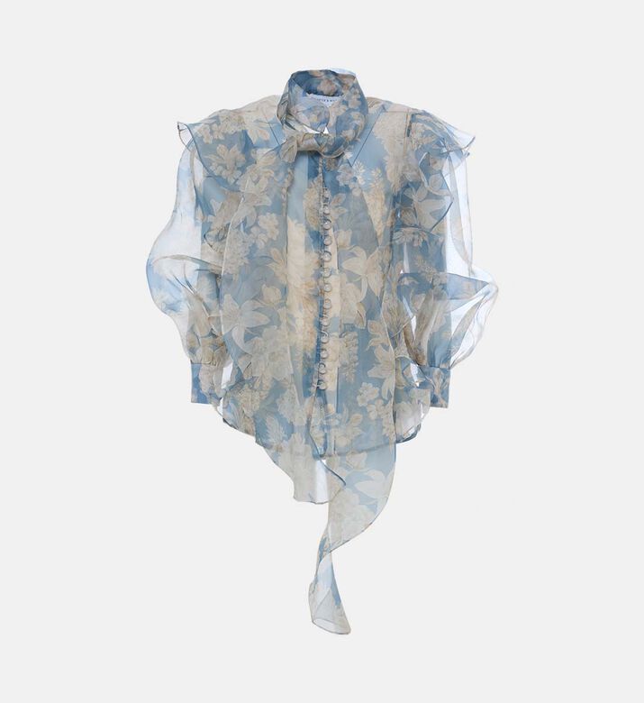 Hannah Organza High-neck Floral Blouse
