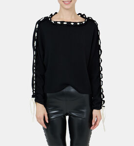 Calandra Ballon Lace-up Sleeve Pullover Calandra Ballon Lace-up Sleeve Pullover
