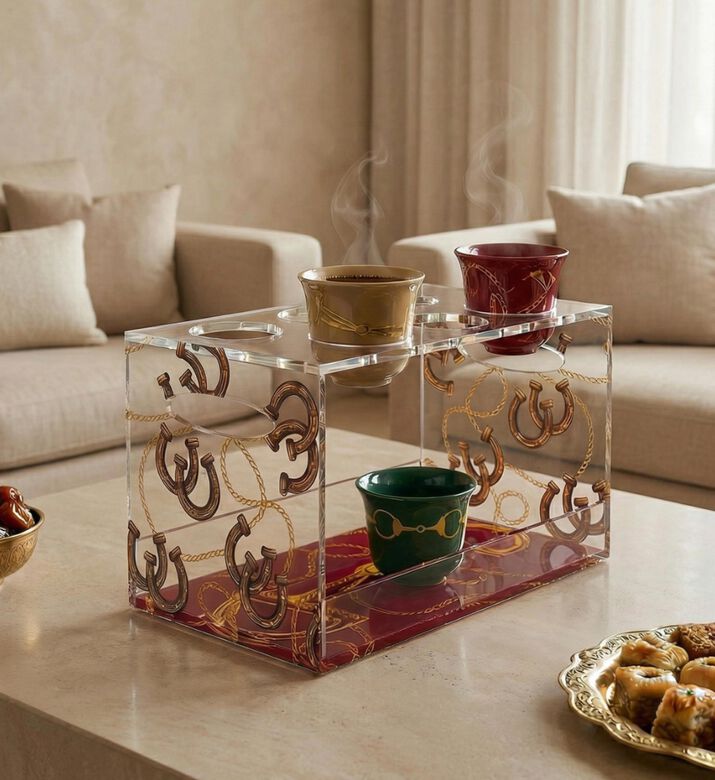 Silsal Fares Rectangular Arabic Coffee Cup Holder, Packshot View