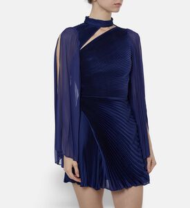 Alice and Olivia Pleated Cut-out Detail Mini Dress, Model View