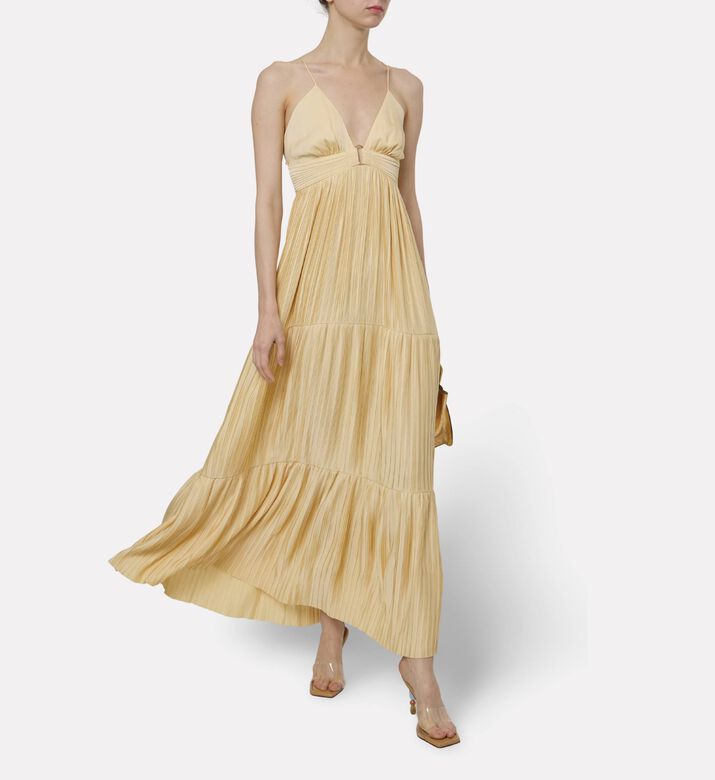 Ba and Sh Strappy Pleated Maxi Dress, Model View