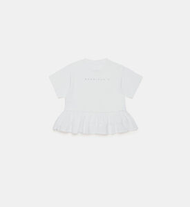 تيشيرت بحافة مكشكشة بطبعة لوغو