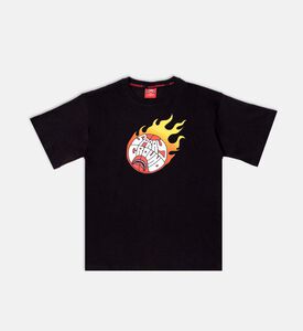 تيشيرت قطن بطبعة كرة سلة مشتعلة