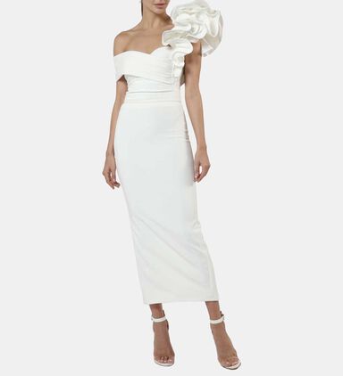 Bodycon One-shoulder Ruffled Dress
