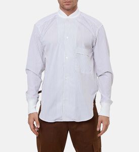 Plan C Stripe-print Ribbed Cuffs Shirt, White, 48, Model View