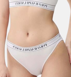 Polo by Ralph Lauren Logo-waistband High-waist Thong, White, S, Model View