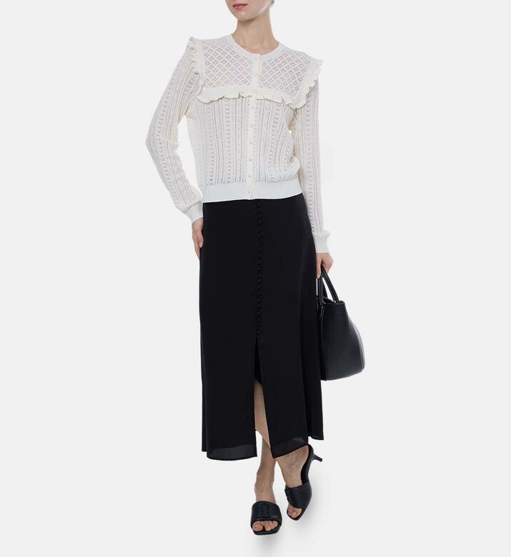 Ruffle Collar Knitted Cardigan