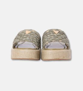 Schutz Shoes Sabot Bordado Cia, Olive, Eu-37, Packshot View