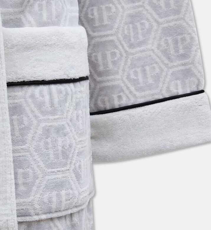 Philip Plein Logo-print Hooded Bath Robe, White, L-xl, Packshot View