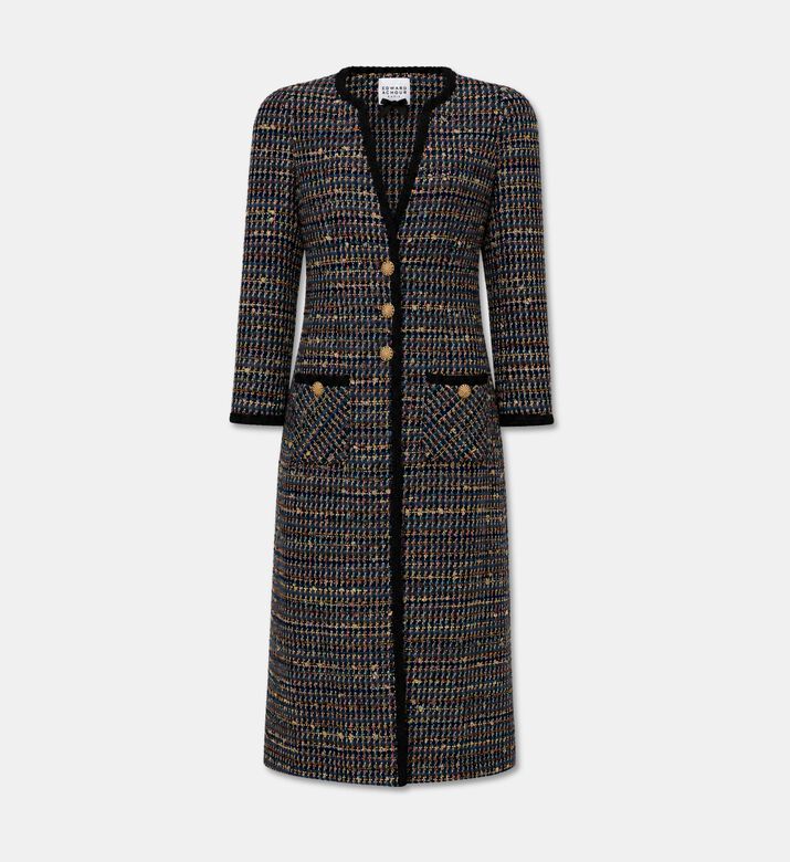 Edward Achour Paris Tweed Embellished Long Coat, Packshot View