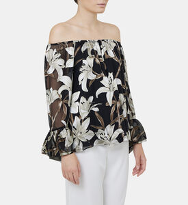 بلوزة أرديليا مطبوعة بأكتاف مكشوفة