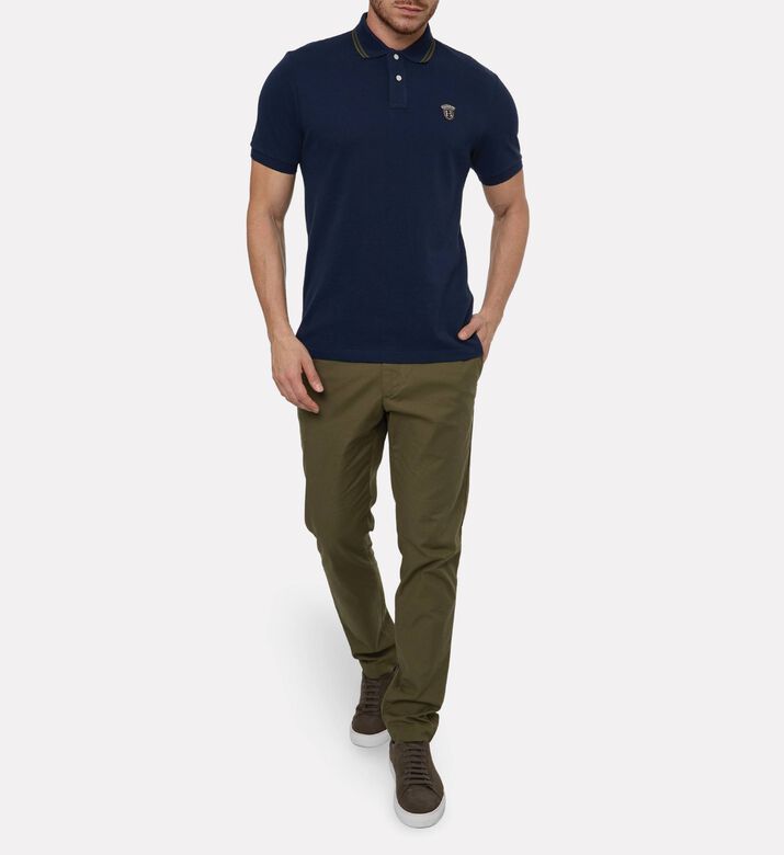 Hackett London Button Placket Short-sleeve Polo, Navy, S, Model View