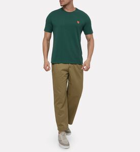 Maison Kitsune Embroidered Patch Ribbed T-shirt, Green, Xl, Model View