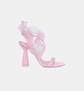 حذاء بكعب عالي مزين بكشكشة شبكية