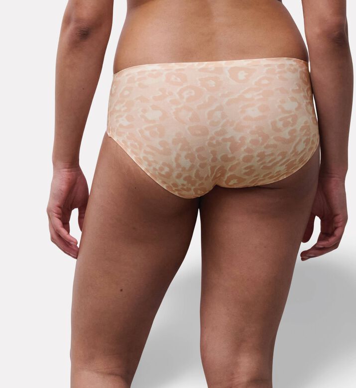 Chantelle Leopard-print Shorty Panties, Beige, Model View