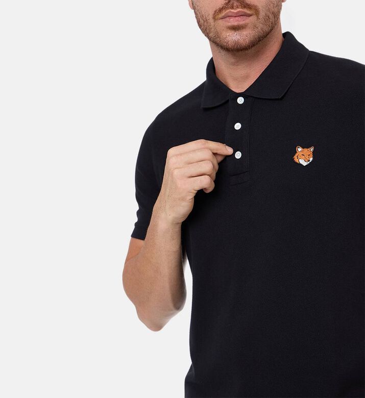 Maison Kitsune Classic Fox-embroidery Polo Shirt, Black, M, Model View