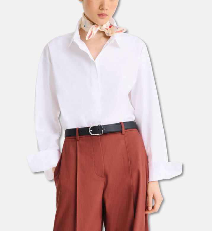 Longchamp Scarf Autres Lignes50x50, Ivory, Model View