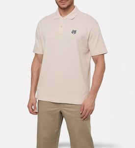 Maison Kitsune Contrast Embroidered Patch Polo Shirt, Off-white, M, Model View