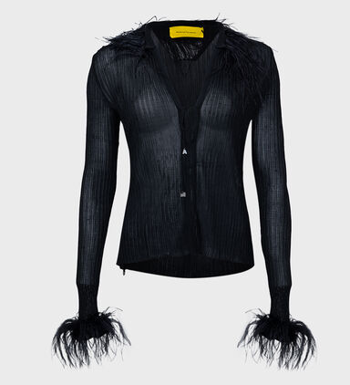 Feather Detailed Knitted Cardigan