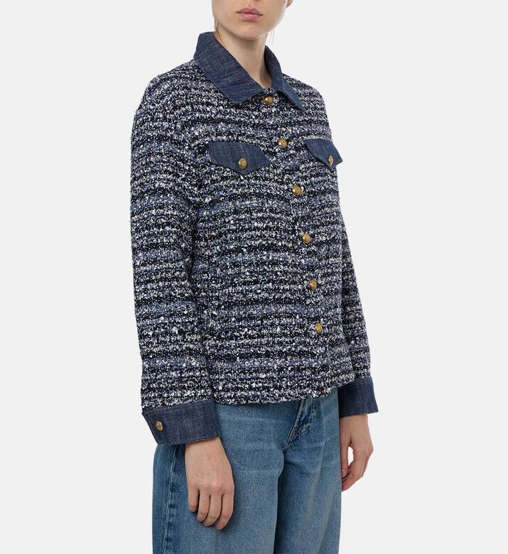Weill Tweed Denim-inspired Collar Jacket, Model View