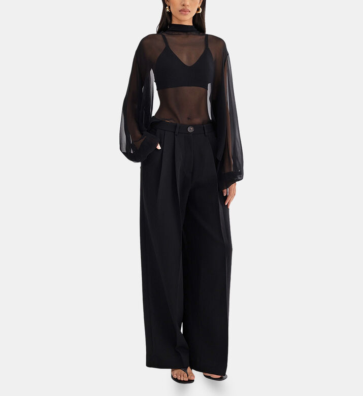 Mesh Wide Long-sleeve Top
