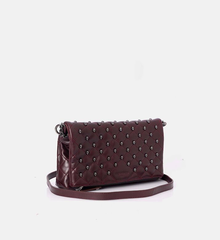 The Kooples All-over Skull Studs Quilted Crossbody Bag, Burgundy, Packshot View