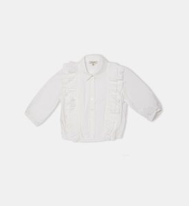 قميص بوبلين مكشكش قطن