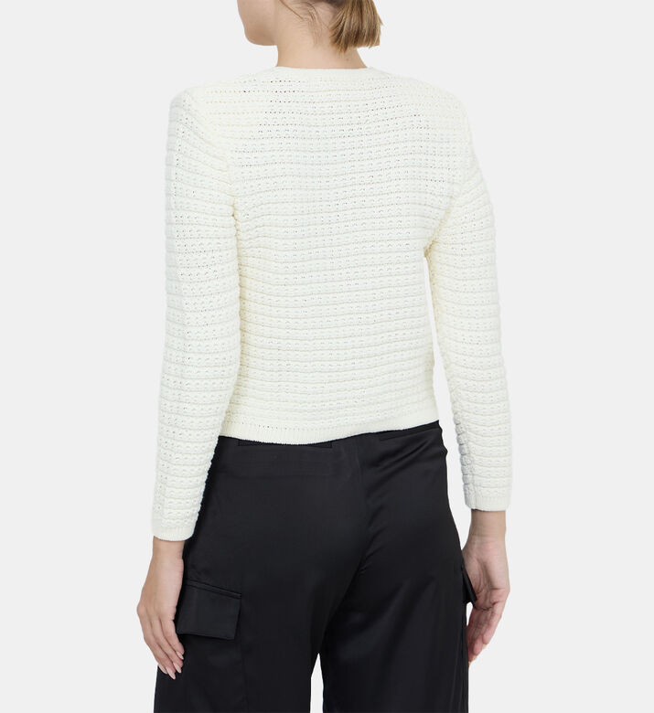 كارديغان محبوك بصف أزرار بشكل ميدالية