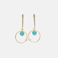 Long Gold-plated Round Turquoise Earrings