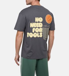 EA7 Cotton Ribbed-details T-shirt, Grey, L, Model View