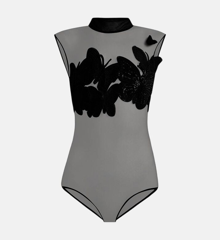 Vesper Crystal Butterfly Sleeveless Bodysuit