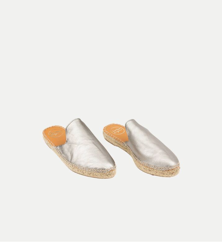 Ona-p Metallic Leather Flat Mule Espadrille