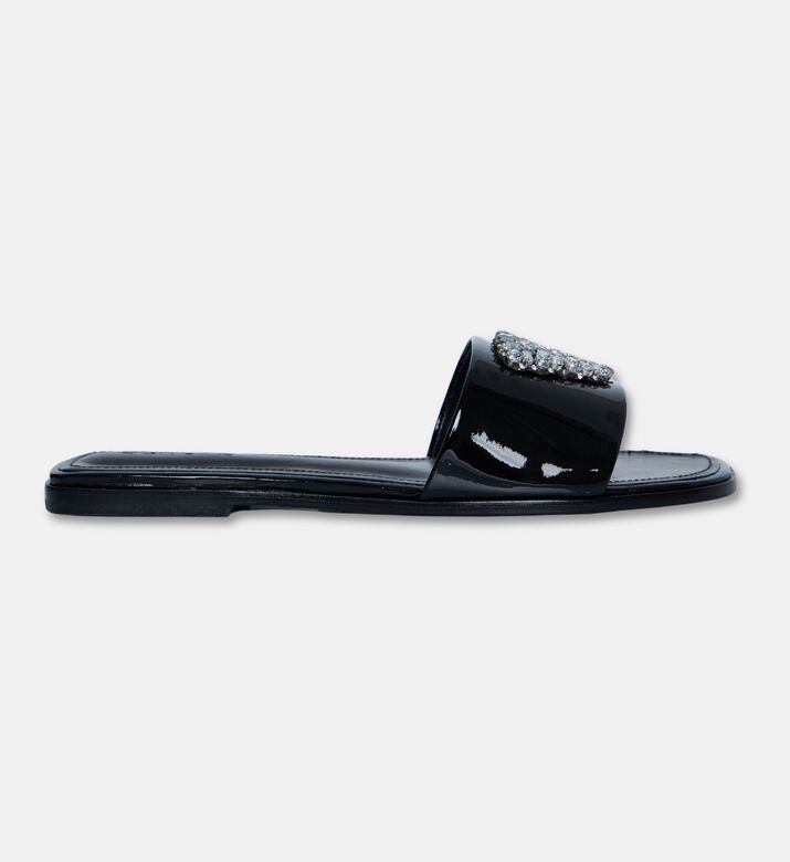 Schutz Glossy Patent Buckle Slide Sandals, Packshot View