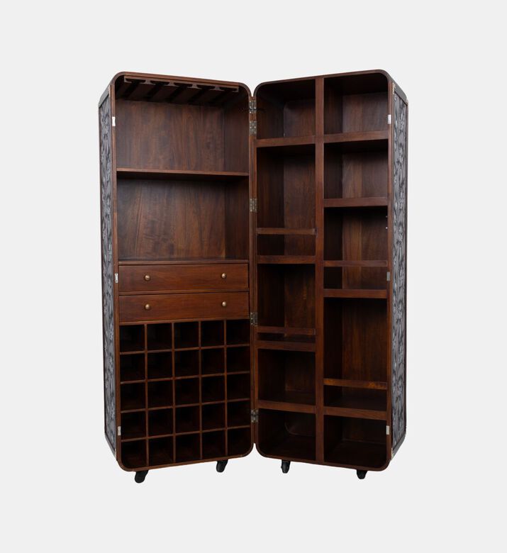 Home Deco and More Arch Mango Wood Bar Cabinet, Packshot View