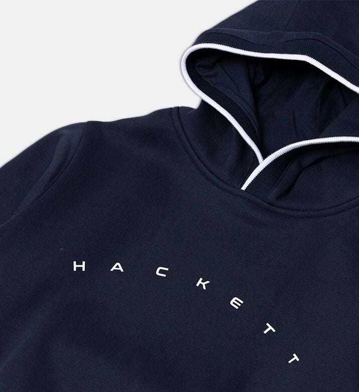 Hackett London Logo-print Contrasting Trim Pullover Hoodie, Packshot View Hackett London Logo-print Contrasting Trim Pullover Hoodie, Packshot View
